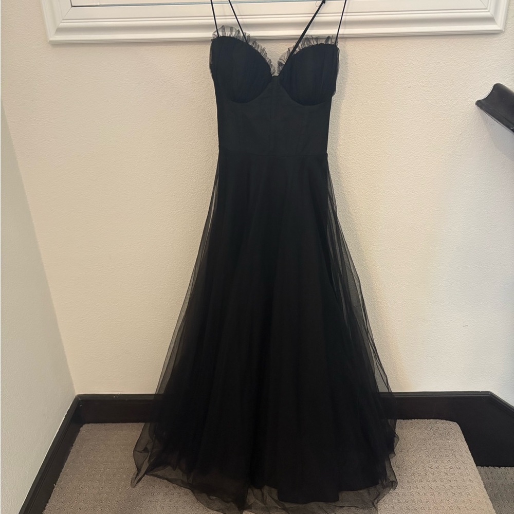 Hello Molly Whimsygoth Formal Black Tulle Midi Dress - Picture 6 of 8